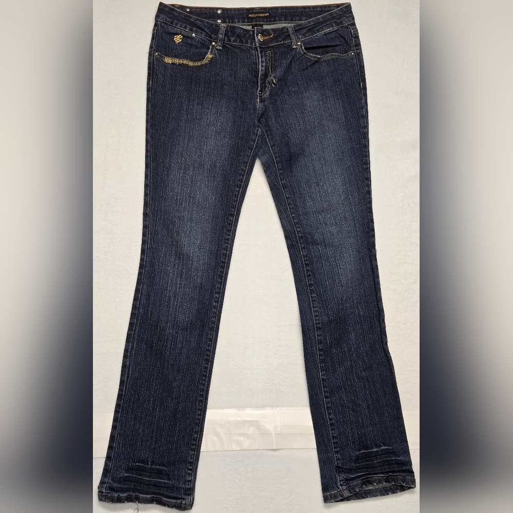 Rocawear 13 Jeans Bootcut Embroidered Logo 5 Pocket Zipper Fly Stretch